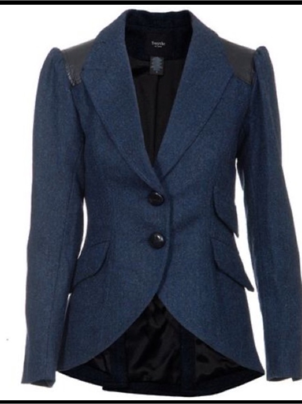 SMYTHE LES VESTES Navy Blue & Wool Blazer Riding Jacket Leather Details 8 M RARE